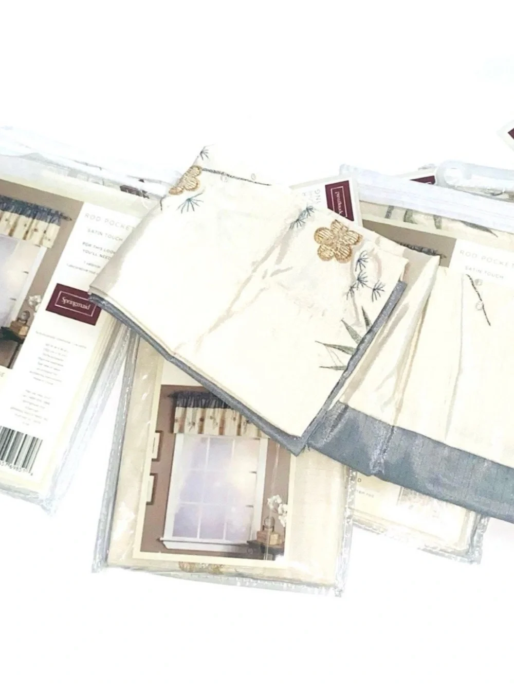 4 Included - Vintage Springmaid Rod Pocket Tailored Valance Satin Touch -